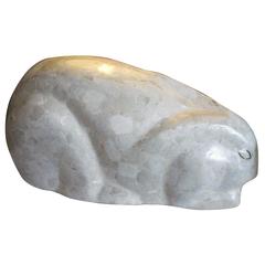 Mid-20th Century Polished Stone Mosaic Rabbit Sculpture by Artist