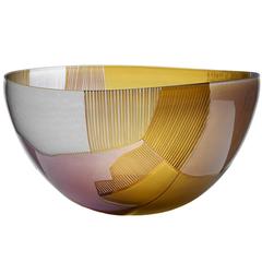 Cameo Engraved Handblown Glass Bowl, Landscape