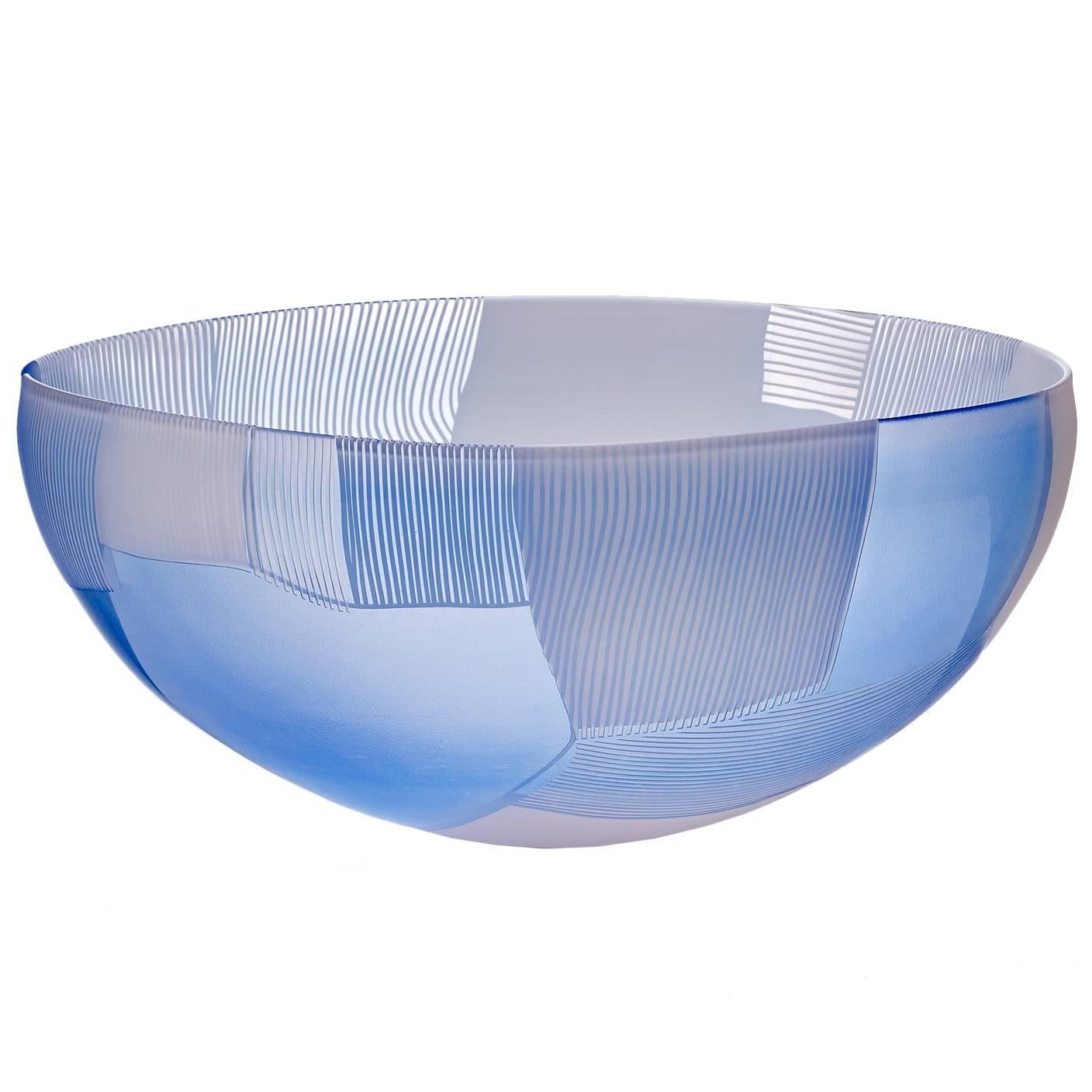 Contemporary Handblown Cameo Glass, Engraved Bowl   For Sale