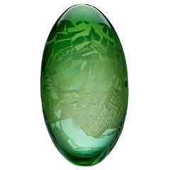 Contemporary 'Moor Burn' Handblown Cameo Glass Sculpture 