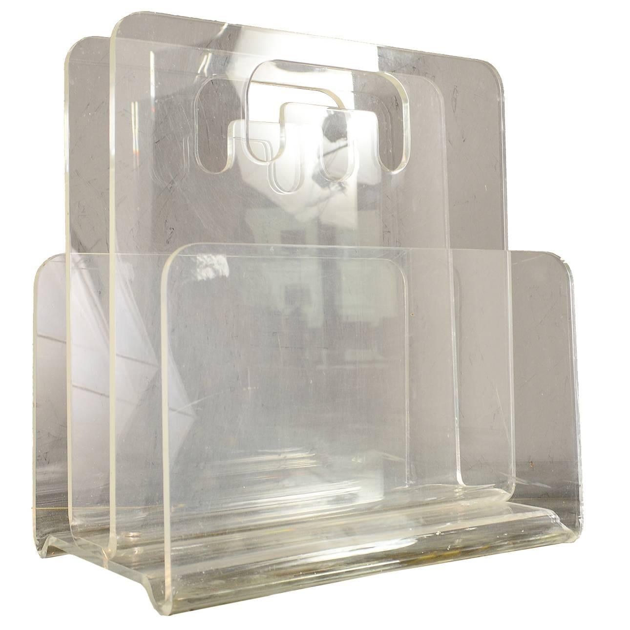 Lucite Magazine Holder After Charles Hollis Jones