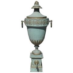 Antique Jumbo 19th Century Tole Urn with Old Paint