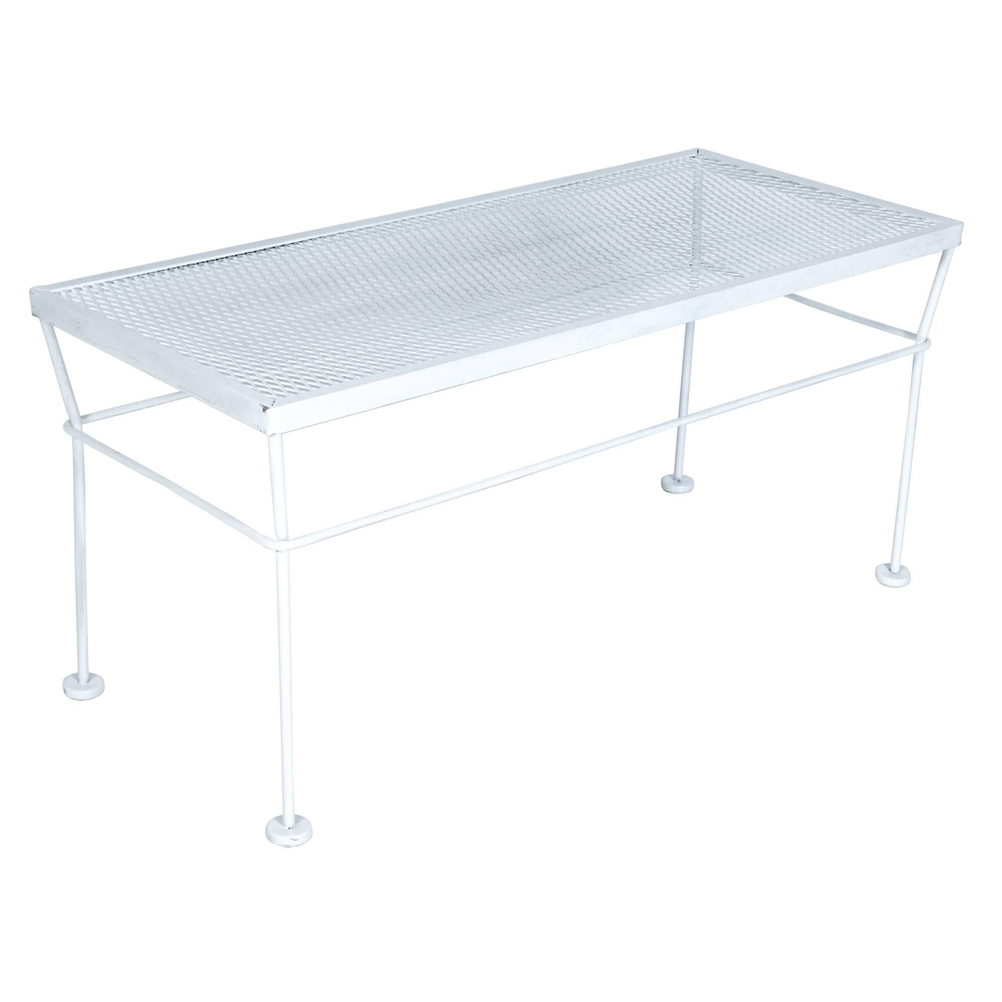 1950s White Outdoor Metal Bench