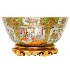 Antique Large Chinese Rose Medallion Bowl