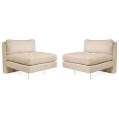 Pair of Slipper Chairs with Lucite Bases by Vladimir Kagan