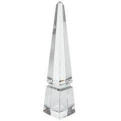 Mid-Modernist Crystal Obelisk by Baccarat with Faceted Detailing