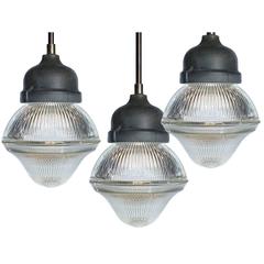 Vintage Dome and Bell Holophane Pendants