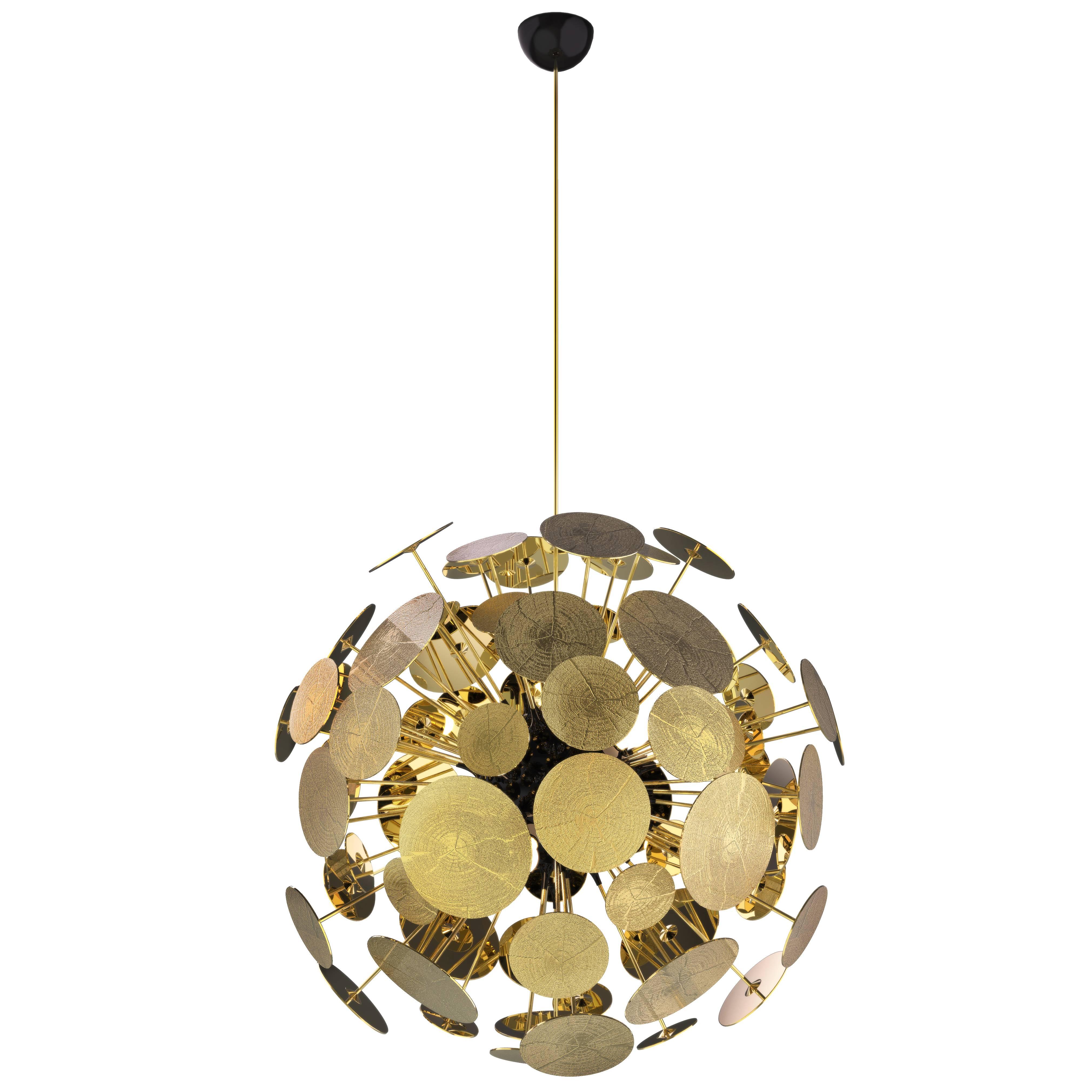 Large circular Modern Gold-Plated Newton Chandelier by Boca Do Lobo from Europe For Sale