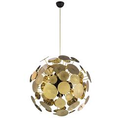 Large circular Modern Gold-Plated Newton Chandelier by Boca Do Lobo from Europe