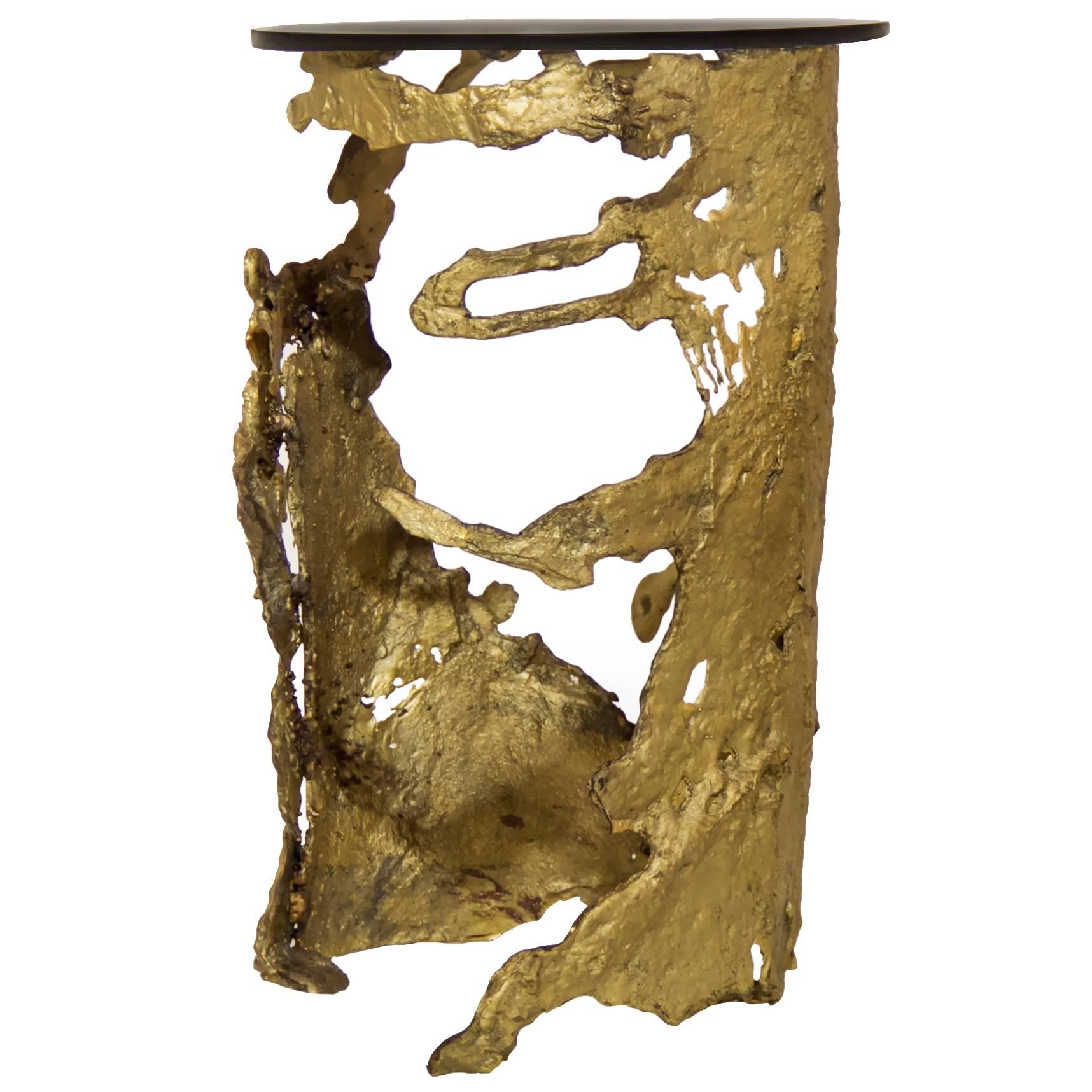 Cast Brass Organic Side Table For Sale