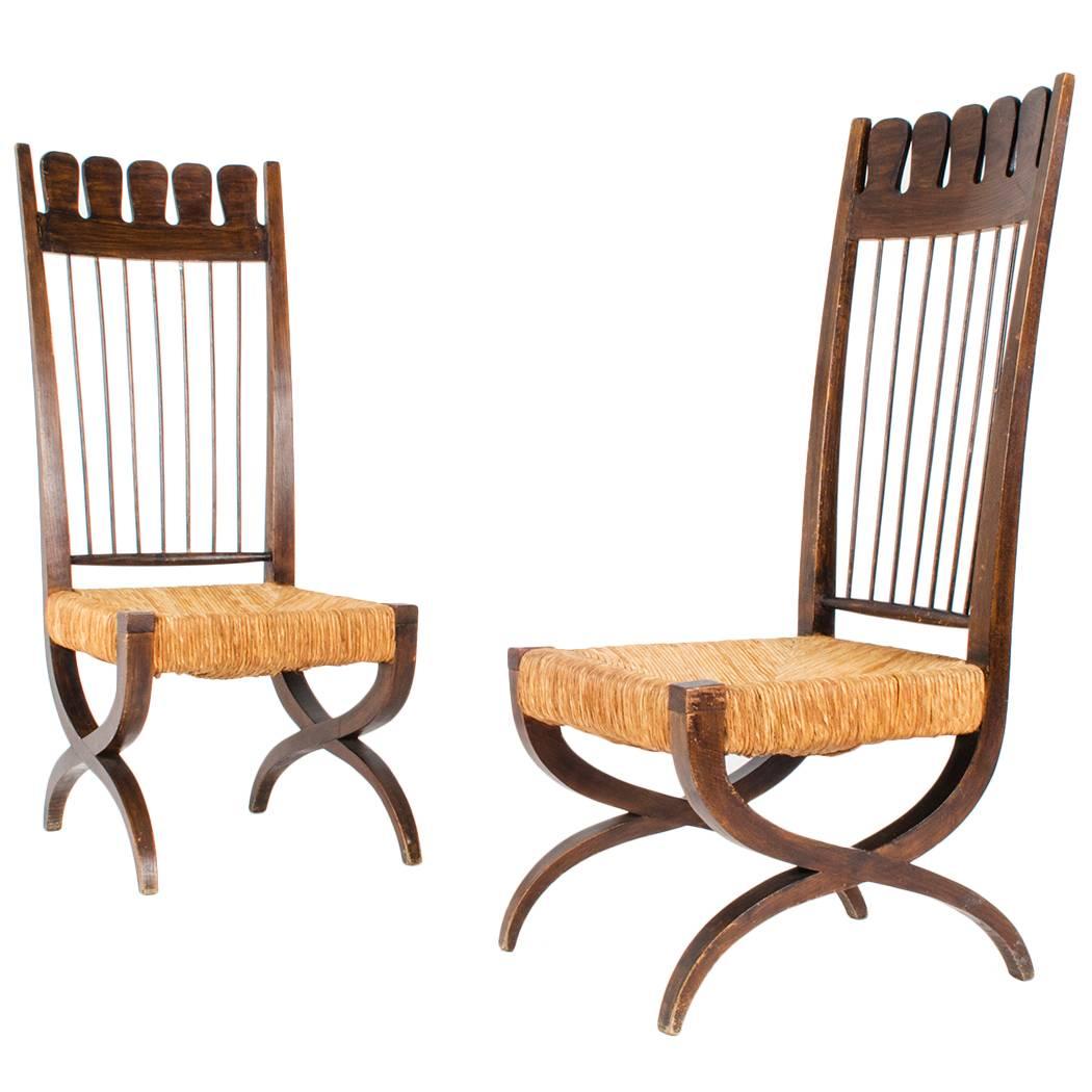 Stunning Pair of Side Chairs Attributed to the Work of Paolo Buffa For Sale