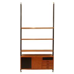 Large Vintage Italian Iron and Teak Bookshelf, 1960s