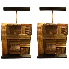 Pair of Vintage French Gold Frame Table Lamps