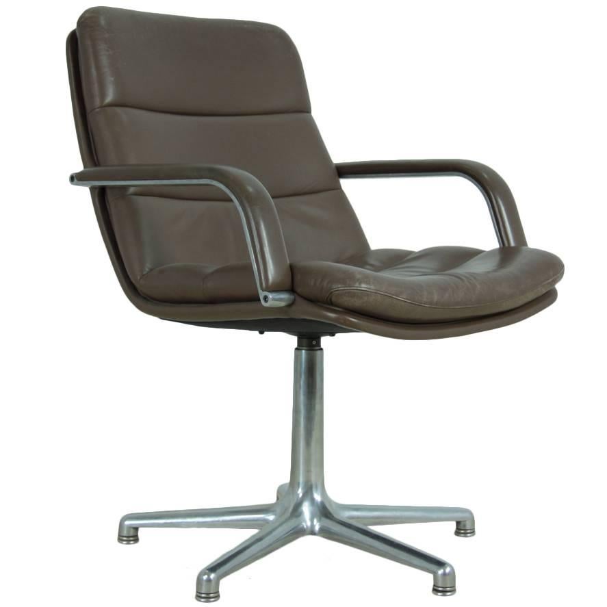 Artifort Leather and Cast Aluminum Desk Chair