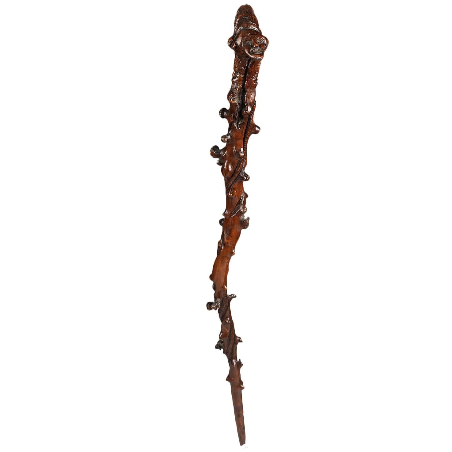 19th Century Folk Art Walking Stick For Sale