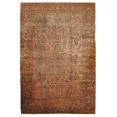 Large Antique Hand-Knotted Persian Sarouk Rug
