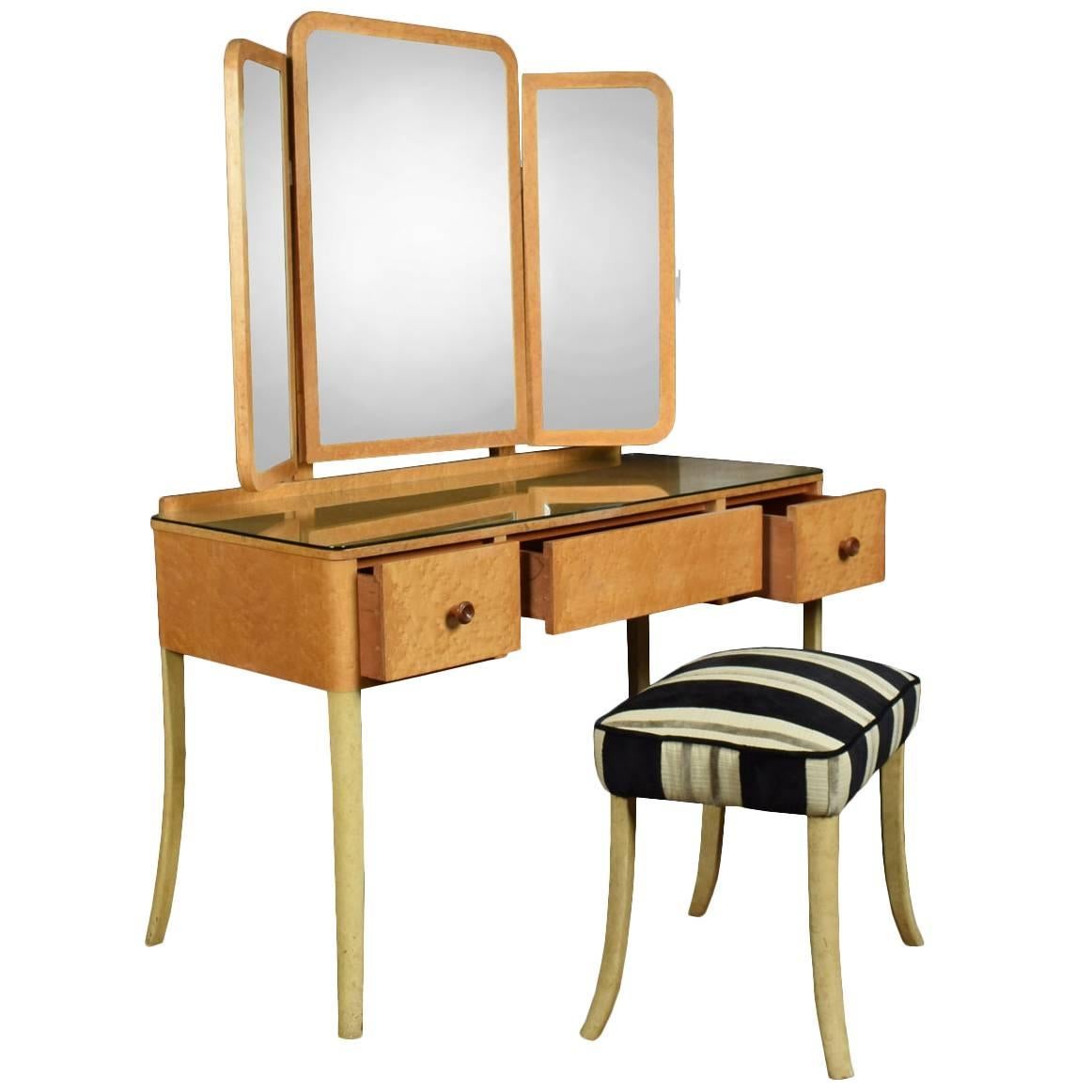 Art Deco Bird'sEye Maple Dressing Table at 1stDibs