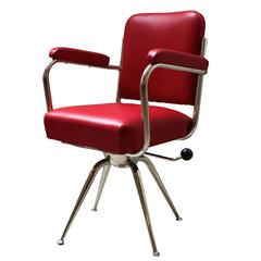 Chrome and Red Leather Desk Chair