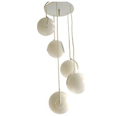 Italian Space Age white Lacquered Five Tier Cascade Chandelier by Reggiani