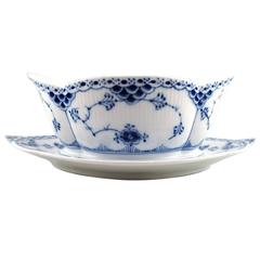 Blue Fluted Half Lace Sauce Boat from Royal Copenhagen