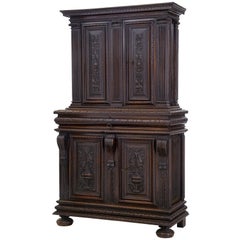 19th Century Impressive French Carved Walnut Cabinet