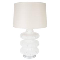 Mid-Century Mottled Frosted and Satin Murano TOTEM Table Lamp by Vistosi 8
