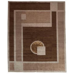 Art Deco Style Nepalese Hand-Knotted Carpet / Rug in Hues of Brown Topaz