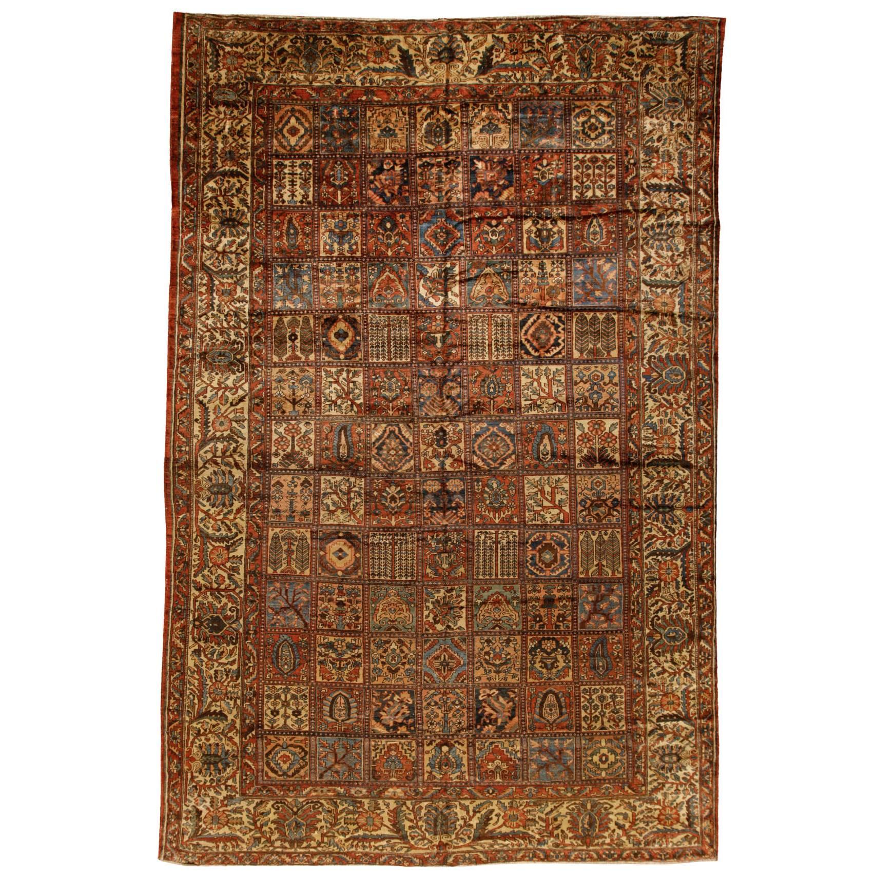 Antique Oversize Persian Bakhtiari Carpet For Sale