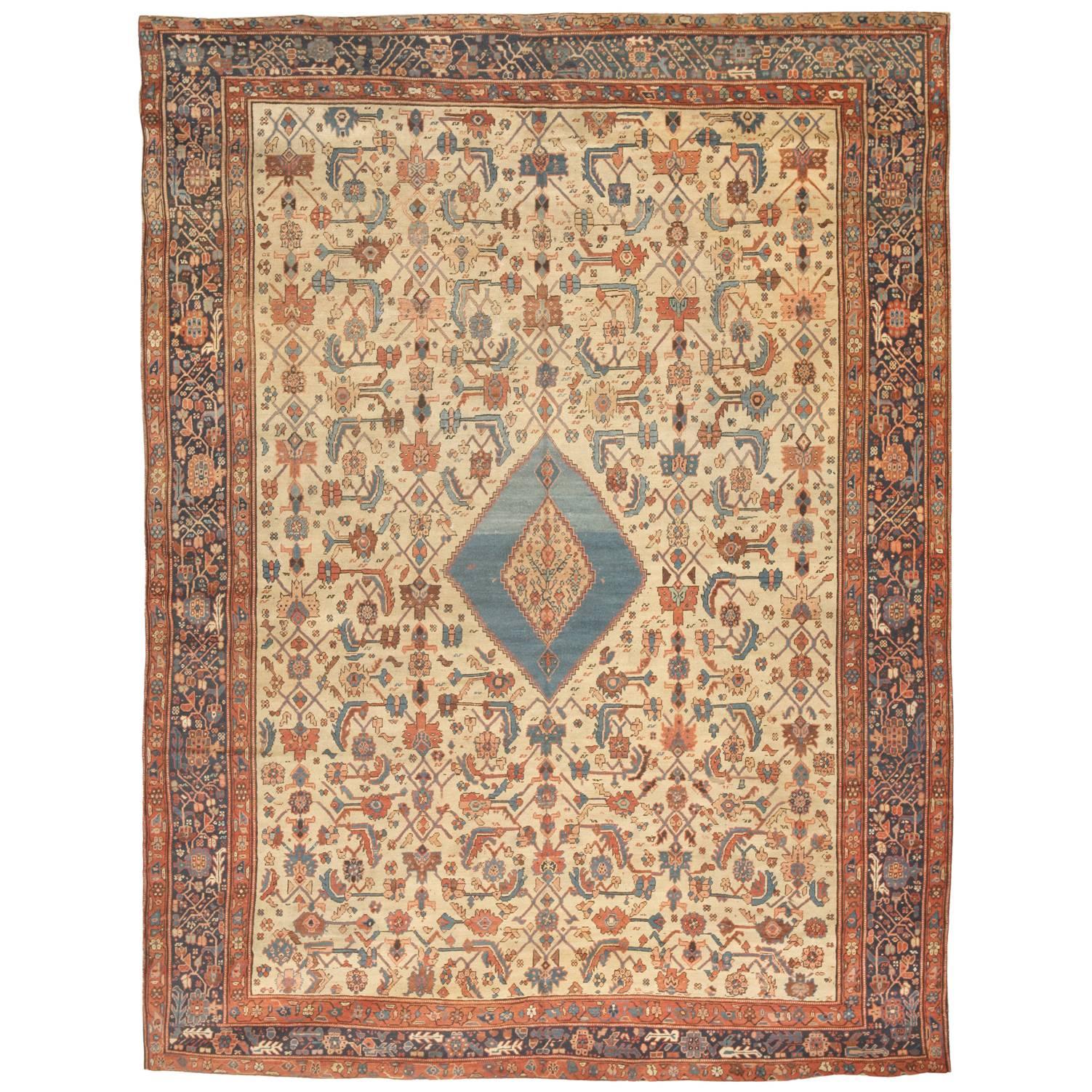 Exceptional Rare & Early Antique Persian Bakshaish Carpet For Sale