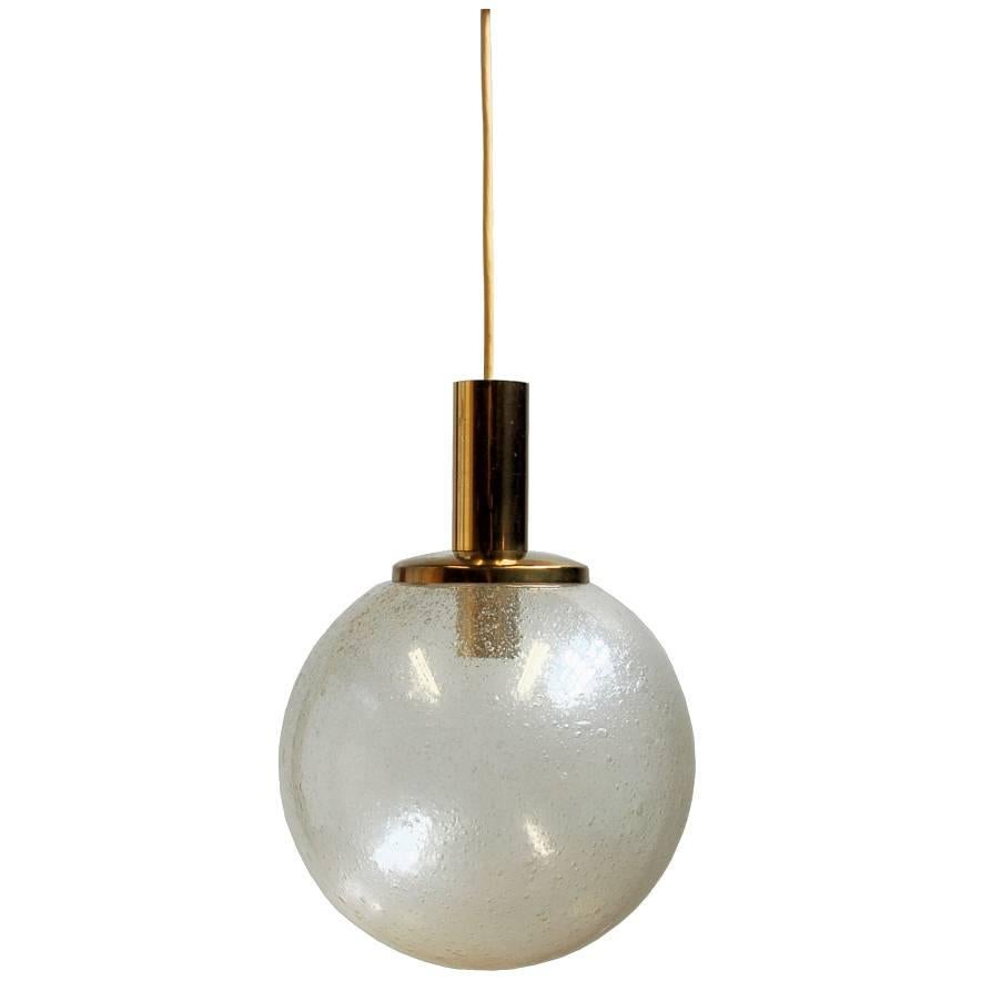 Large Glass Globe Pendant Lamp in the Style of Glashütte Limburg For Sale