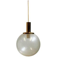 Large Glass Globe Pendant Lamp in the Style of Glashütte Limburg