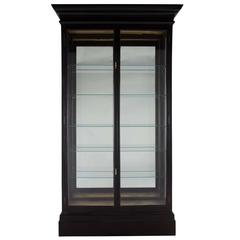 Large Mirror Backed Ebonized Display Cabinet