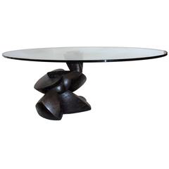 Oval Signed Coffee Table by the French Artist Natacha Roche