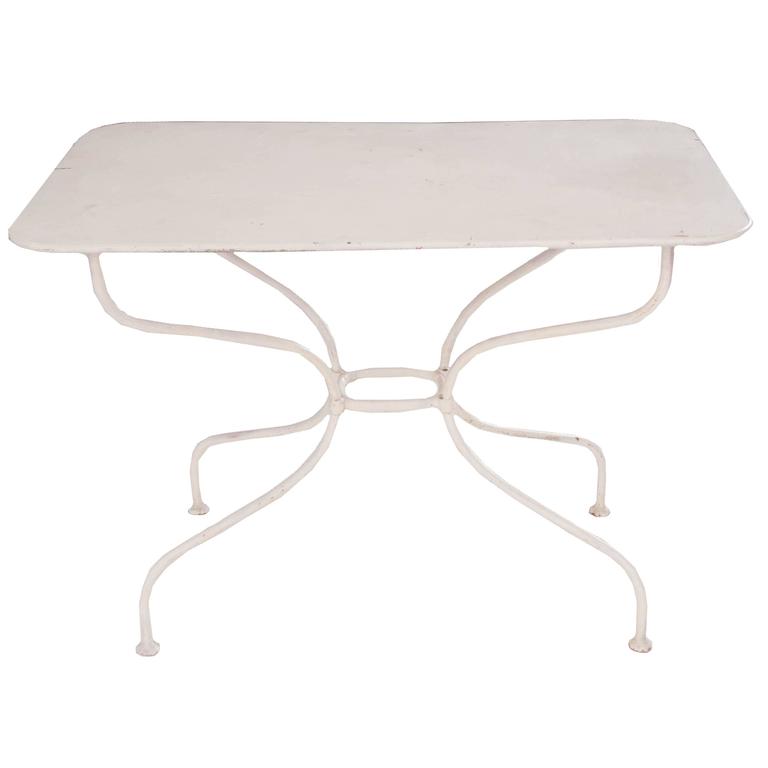 French Vintage Painted Metal Bistro Table at 1stDibs