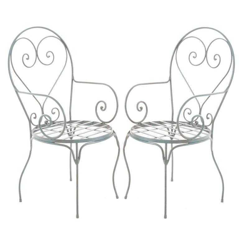 Pair of French Vintage Painted Metal Chairs at 1stDibs