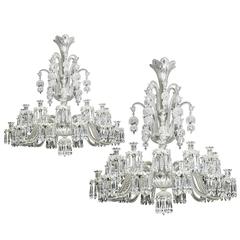 Amazing Pair of Crystal Chandelier of Baccarat, France, 1883