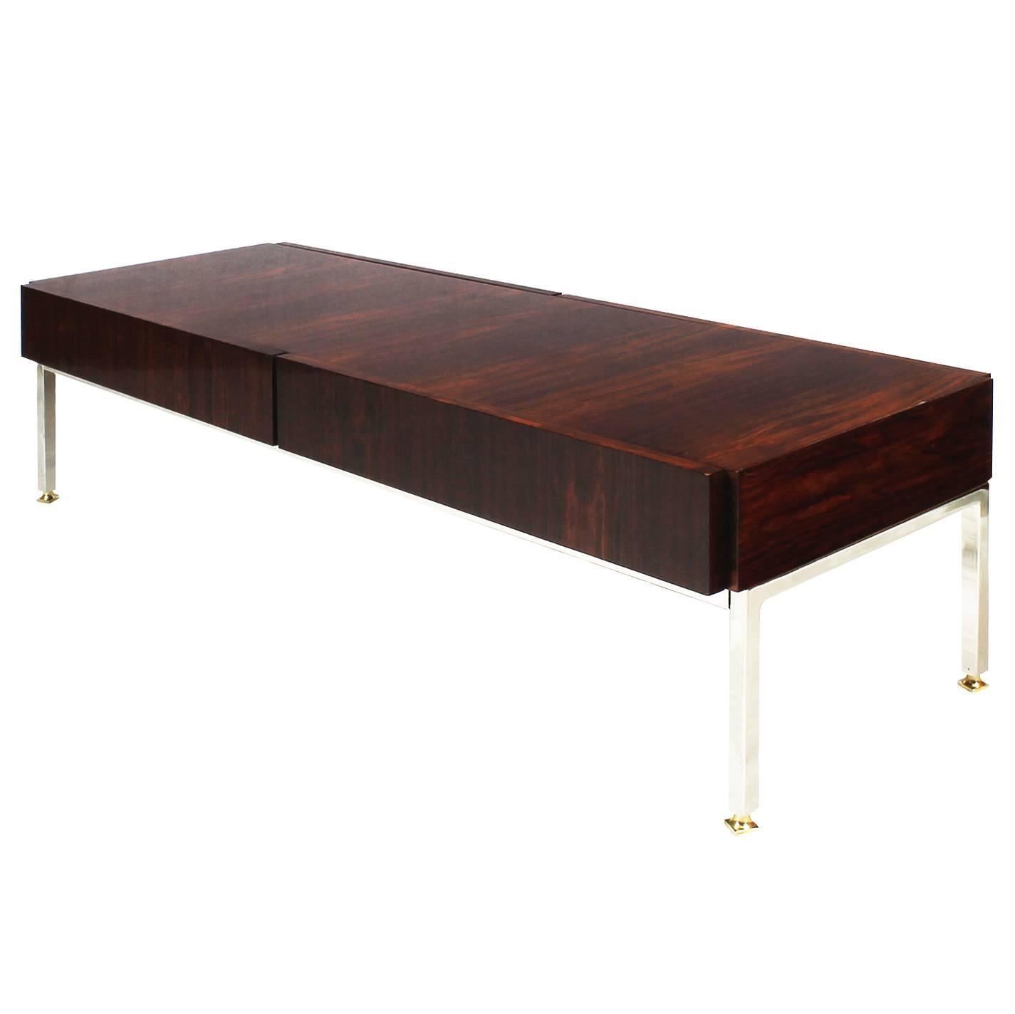 Mid-Century Modern Coffee Table by Luigi Bartolini, Mahogany, 2 drawers - France For Sale