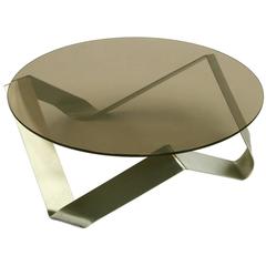 1970s French Bent Steel and Glass Coffee Table in the Style of Monnet 12