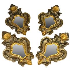 Set of Four 18th Century Venetian Polychromed and Gilt Wood Mirrors 11