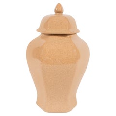 Mid-Century Modernist Ceramic Sand Colored Glazed Ginger Jar by Tiffany & Co