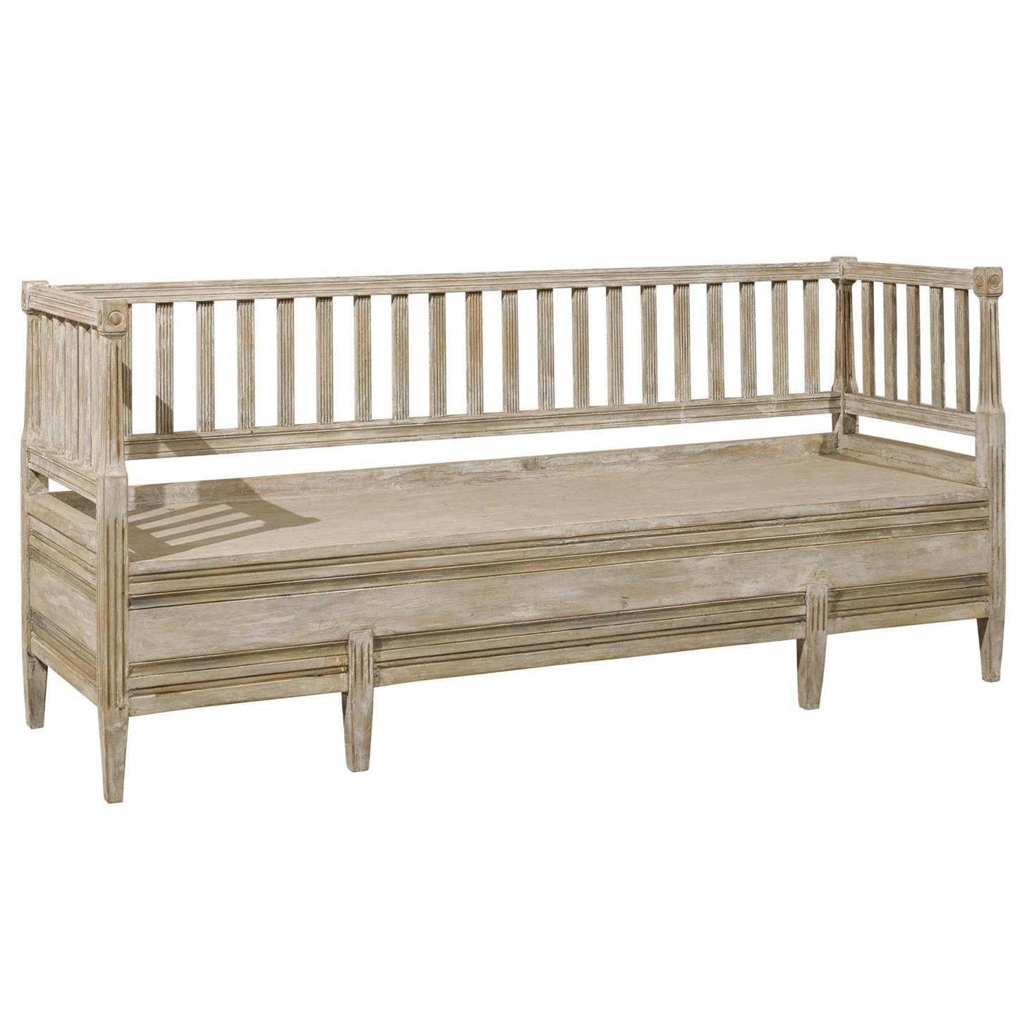 A Swedish Late Gustavian Period Sofa Bench from the 19th Century with Back Slats