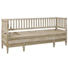 Antique A Swedish Late Gustavian Period Sofa Bench from the 19th Century with Back Slats