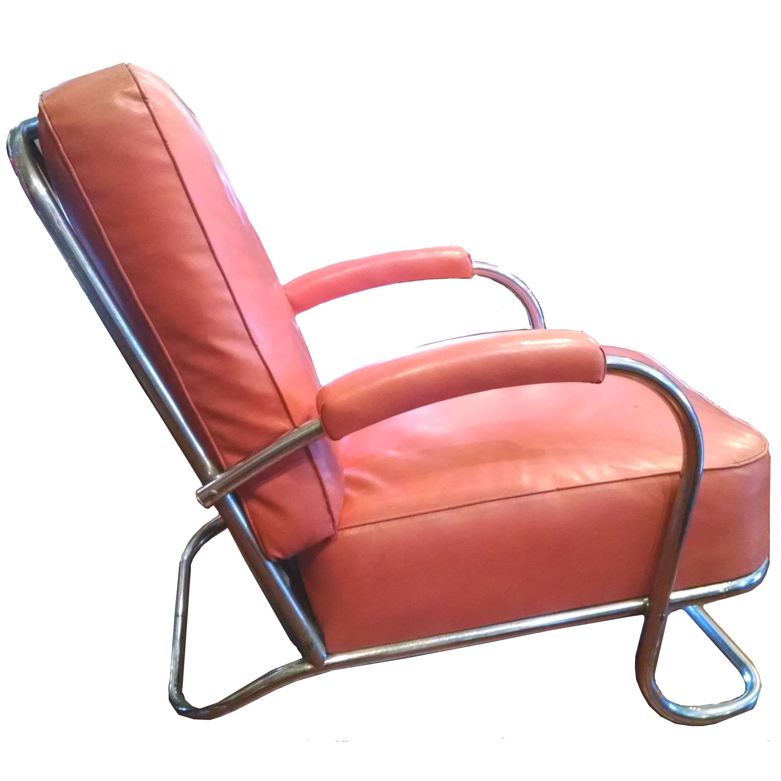 Chromed Art Deco Lounge Chair, 1936