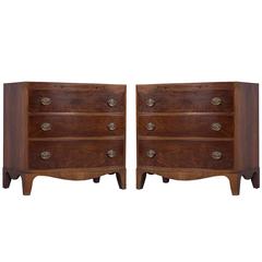 Pair of Charak Furniture Co. Bow Front Mahogany Commodes