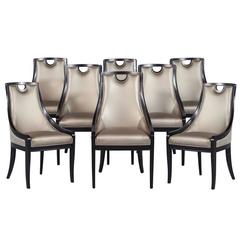 Set of Eight Custom Handle Top Transitional Dining Chairs