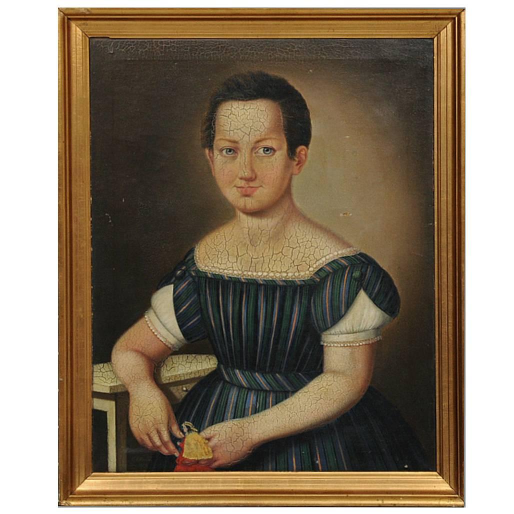 19th Century Portrait of a Young Girl For Sale
