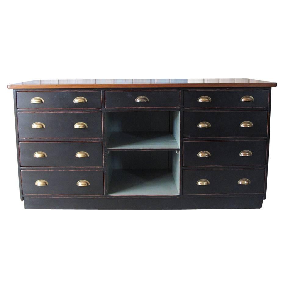 Edwardian Shop Counter with Drawers, circa 1910, Ex. West-Country Chemist
