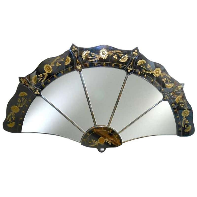 Mini Fan Morror Vintage Art Deco Fan Mirror at 1stDibs