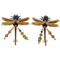 Vintage 1980s Lunch at the Ritz Dragonfly Earrings