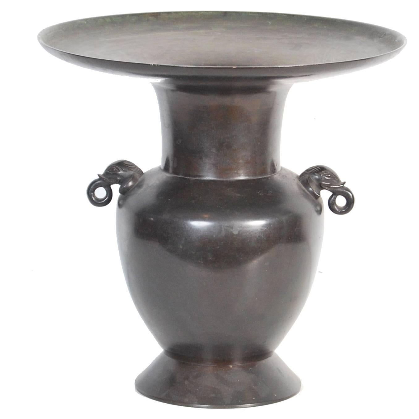 Japanese Bronze Usubata Ikebana Flower Vase
